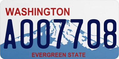 WA license plate AOO7708