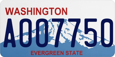 WA license plate AOO7750
