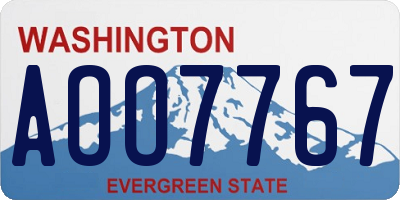 WA license plate AOO7767