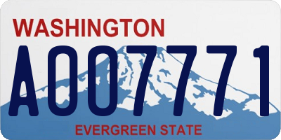 WA license plate AOO7771