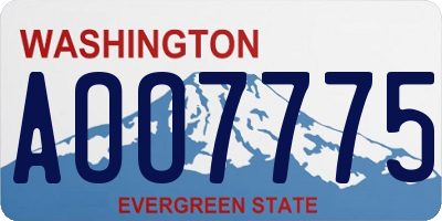 WA license plate AOO7775