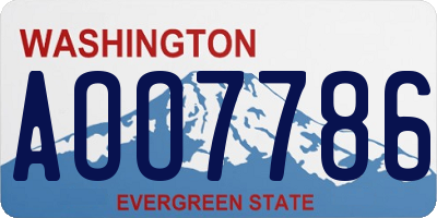 WA license plate AOO7786