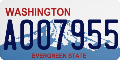 WA license plate AOO7955