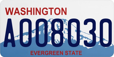WA license plate AOO8030