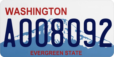 WA license plate AOO8092