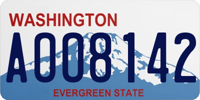 WA license plate AOO8142