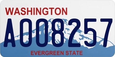 WA license plate AOO8257
