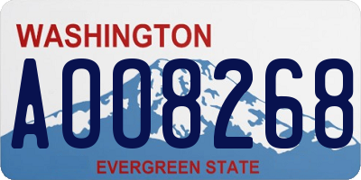 WA license plate AOO8268