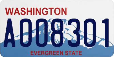 WA license plate AOO8301