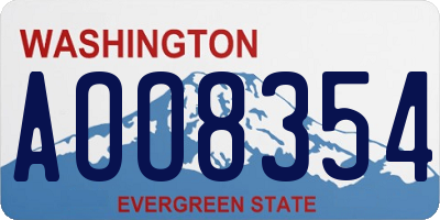 WA license plate AOO8354