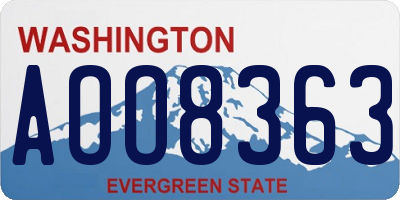 WA license plate AOO8363