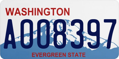 WA license plate AOO8397