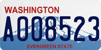 WA license plate AOO8523