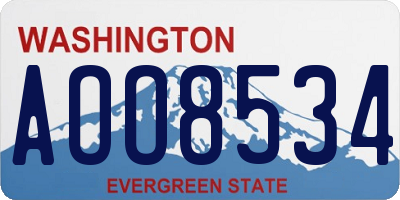 WA license plate AOO8534