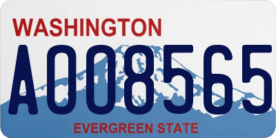 WA license plate AOO8565