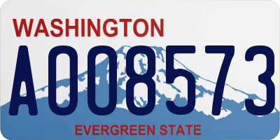 WA license plate AOO8573