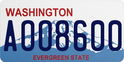 WA license plate AOO8600