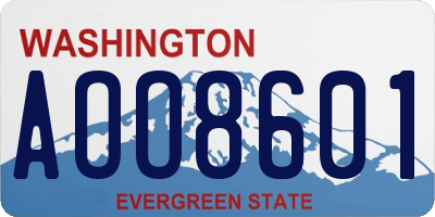 WA license plate AOO8601