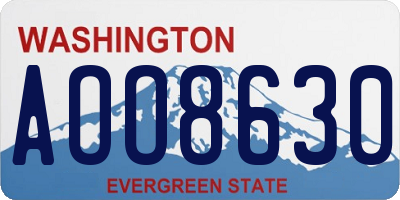 WA license plate AOO8630