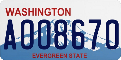 WA license plate AOO8670