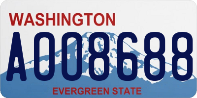 WA license plate AOO8688
