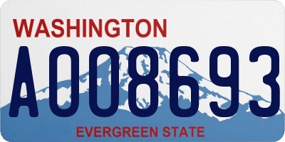 WA license plate AOO8693
