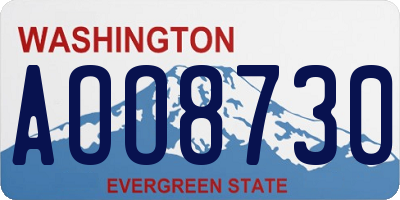 WA license plate AOO8730