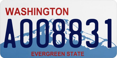 WA license plate AOO8831