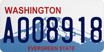 WA license plate AOO8918