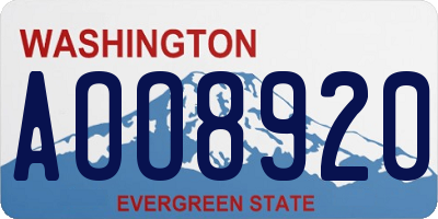 WA license plate AOO8920