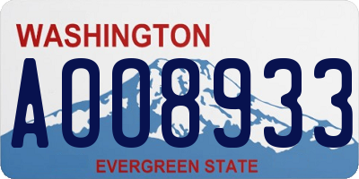 WA license plate AOO8933