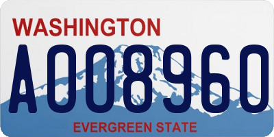 WA license plate AOO8960