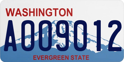 WA license plate AOO9012