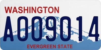 WA license plate AOO9014