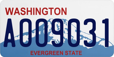 WA license plate AOO9031