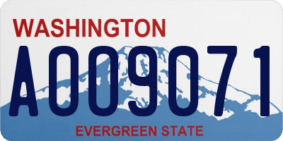 WA license plate AOO9071