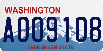 WA license plate AOO9108