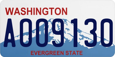 WA license plate AOO9130