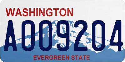 WA license plate AOO9204