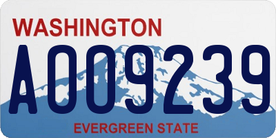 WA license plate AOO9239