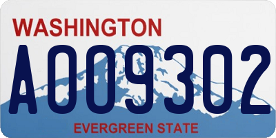 WA license plate AOO9302