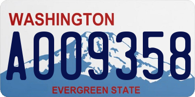 WA license plate AOO9358