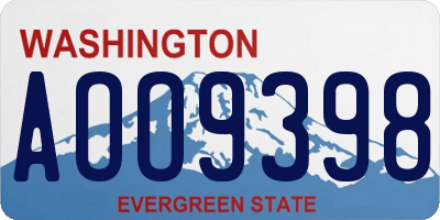 WA license plate AOO9398