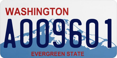 WA license plate AOO9601