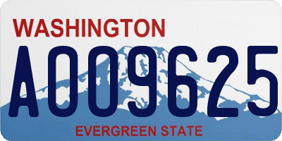 WA license plate AOO9625