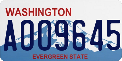 WA license plate AOO9645