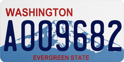 WA license plate AOO9682