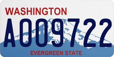 WA license plate AOO9722