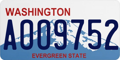 WA license plate AOO9752