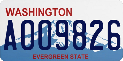 WA license plate AOO9826